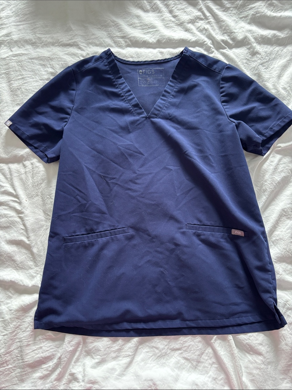Figs Navy V-Neck Scrub Top